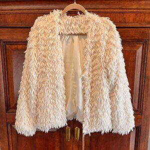 MYSTREE Cream Faux Fur Jacket